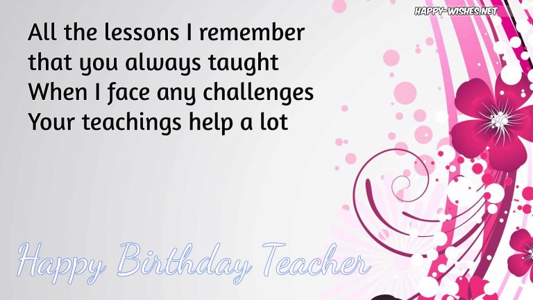 Best 20 Happy Birthday Wishes for Teacher